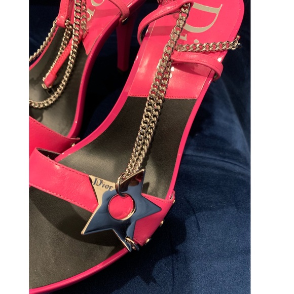 NIB Authentic Vintage Fuchsia Pink Christian DIOR Star Charm Sandal sz 36.5 - Picture 4 of 12